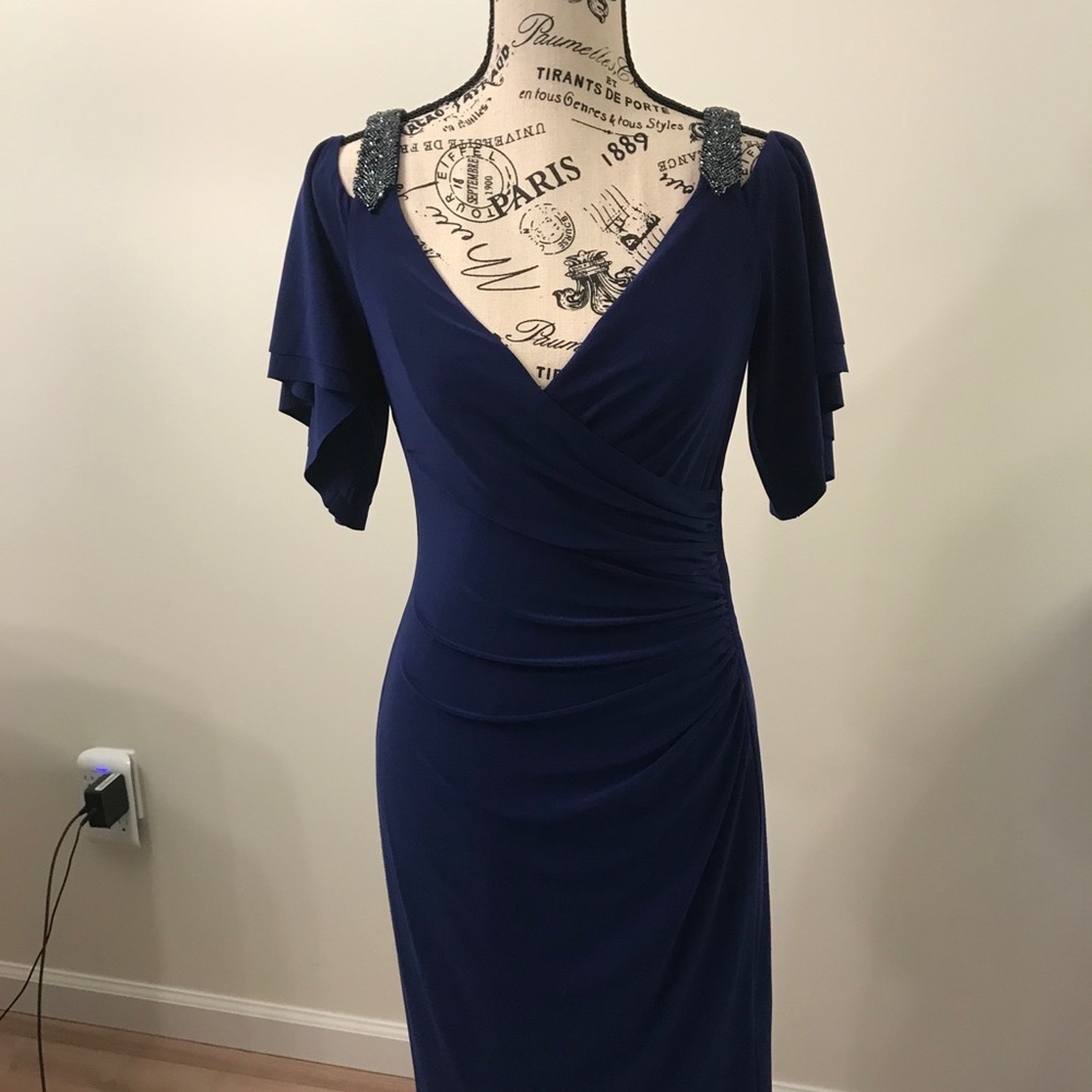 Ralph Lauren Size 4 Petite Navy Cocktail Dress